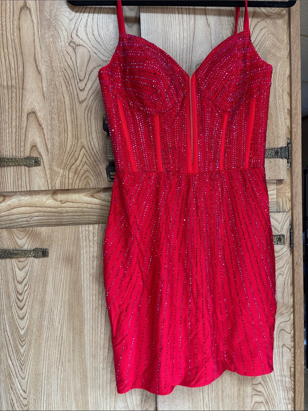 Red mini dress with rhinestones size 2